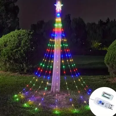 Image de Lumières Étoiles Cascade 198 LED - USB & Télécommande