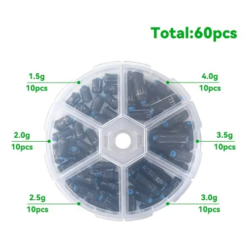 Image de Kit Plombs de Pêche 60 Pièces - Réglage Rapide & Précision