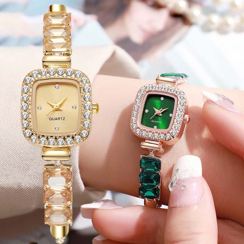 Bild von Elegante Damen-Armbanduhr mit Diamant-Verzierungen – Luxus Quarzuhr für Frauen