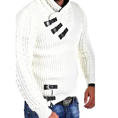 Image de Pull Homme Col Montant Tricoté - Automne Hiver 2024