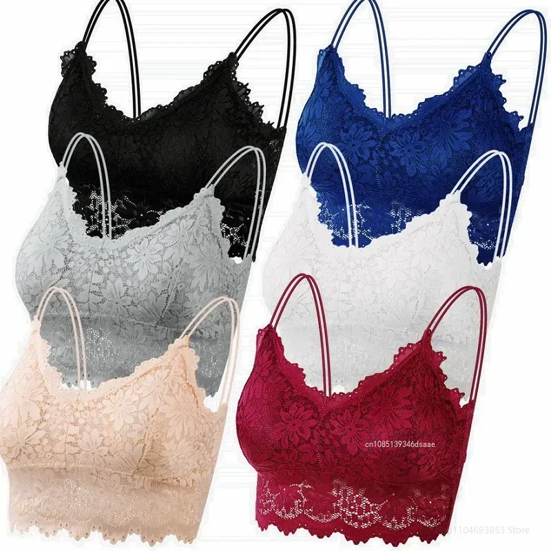 Image of Soft Seamless Lace Bralette – Wireless Comfortable & Breathable Women's Underwear with Hollow-Out Design in Solid Colors
