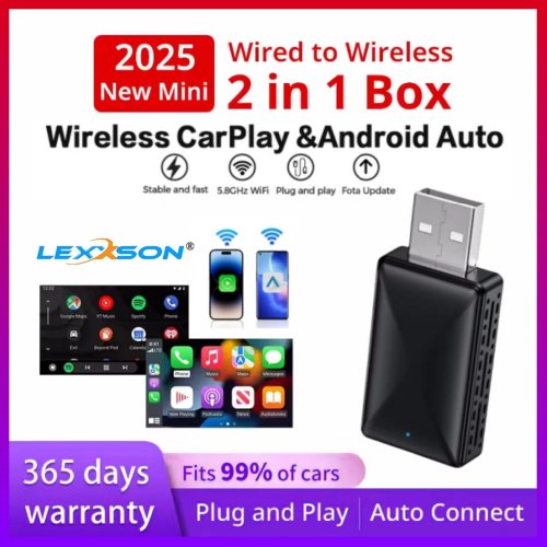 Immagine di Adattatore Wireless CarPlay e Android Auto 2 in 1 Smart Dongle 2025 con Connessione 5G WiFi per iPhone e Telefoni Android – Compatibile con Volvo, Mercedes-Benz, MG, Kia, Chery, Volkswagen e Altri