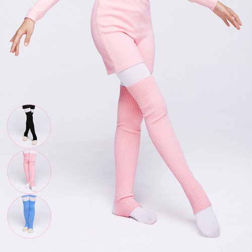 Imagen de Calentadores de piernas tejidos para niñas y niños, medias largas de baile, calcetines cálidos para Ballet, calcetines protectores de Ballet para hacer ejercicio, accesorio de baile
