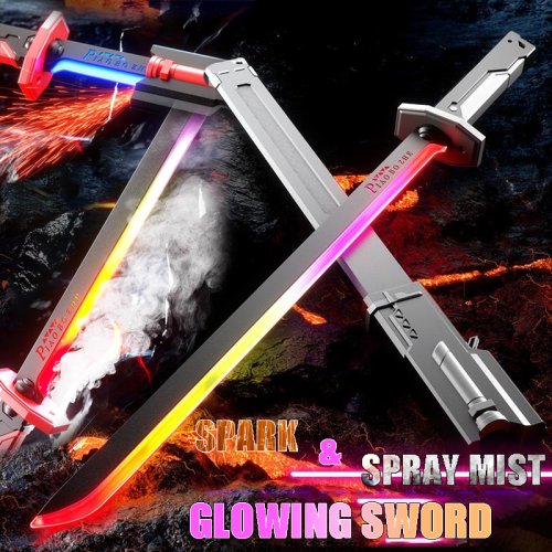Image of NEW Colorful Streamer Glowing Sword Toys with Spark & Smoke Effect Light Sword Toy for Kids Christmas Birthday Gift Holiday Prop