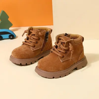 Image de Bottes En Cuir Orange pour Bébé - Semelle Souple & Mode Automne 2024