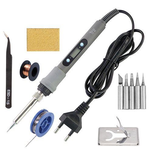 Image of 80W Adjustable Temperature Soldering Iron with Digital Display – 110V/220V Electric Soldering Station for Precise Electronics Repair and Welding