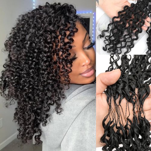Image of Luxurious Brazilian 12A Small Spirals Curly Bundles with Kinky Curly Crochet Human Hair Extensions – Deep Wave Virgin Feather Weave for Natural, Full Volume Look