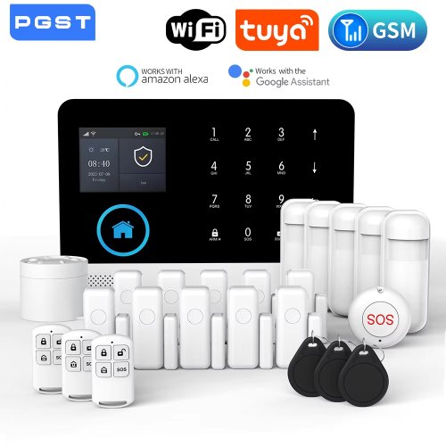 Zdjęcie System alarmowy Tuya GSM z funkcją ochrony domu przed włamaniem – bezprzewodowy, 433 MHz, 2G, WiFi, sterowanie przez aplikację smart home PG103