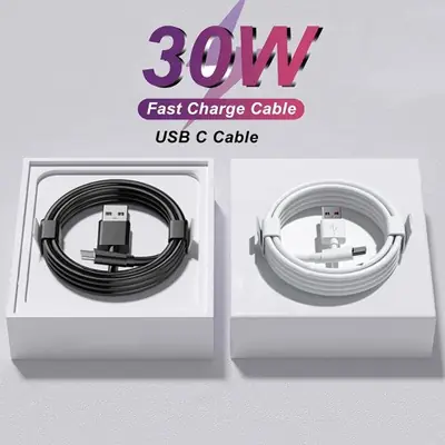 Image de Câble USB-C 30W Rapide - Charge Ultra-Rapide pour Samsung, Xiaomi, Huawei & Plus