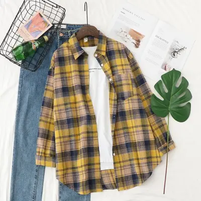 Image de Chemise à Carreaux Femme - Style Collège Décontracté 2025