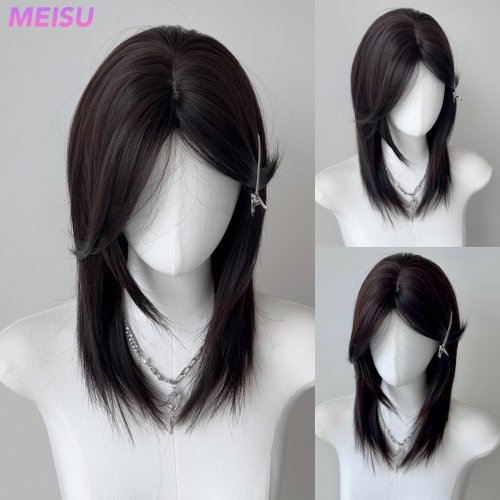 Bild von Natürliche 20-Zoll-Synthetische Perücke in Silberweiß – Gerade, Hitzebeständige Faser für Unisex-Style, Ideal für Partys, Selfies und Alltag
