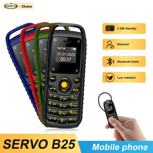 Afbeelding van Servo B25 Super Mini Mobiele Telefoon met Dual SIM, Magic Voice, Bluetooth en Wekker – Klein en Functioneel voor Dagelijks Gebruik