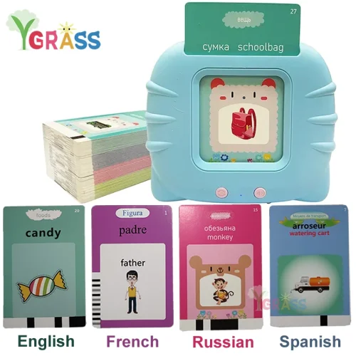Image of Interactive Talking Flash Cards for Kids – Multilingual Educational Audio Learning Tool in English, Spanish, French & Russian