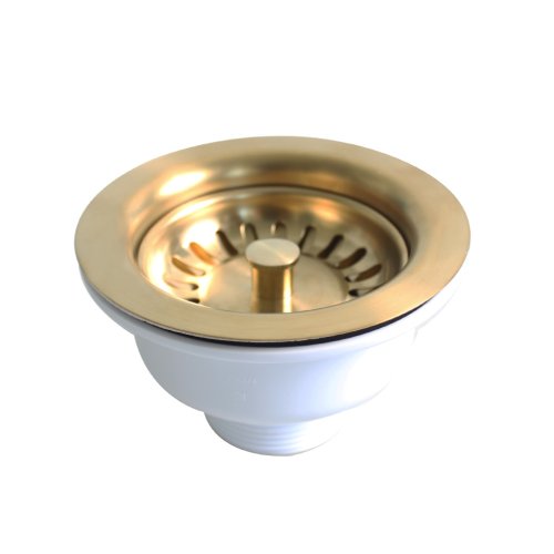 Imagen de Colador Escurridor de Platos para Fregadero de Cocina de Acero Inoxidable SUS304 con Filtro de Oro Pulido, Kit de Drenaje de 114 mm para Fregadero de Un Solo Cuenco