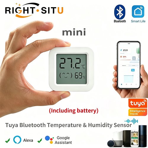 Zdjęcie Tuya Czujnik temperatury i wilgotności Mini cyfrowy wyświetlacz LCD kompatybilny z aplikacją Bluetooth Pilot zdalnego sterowania Termometr Higrometr