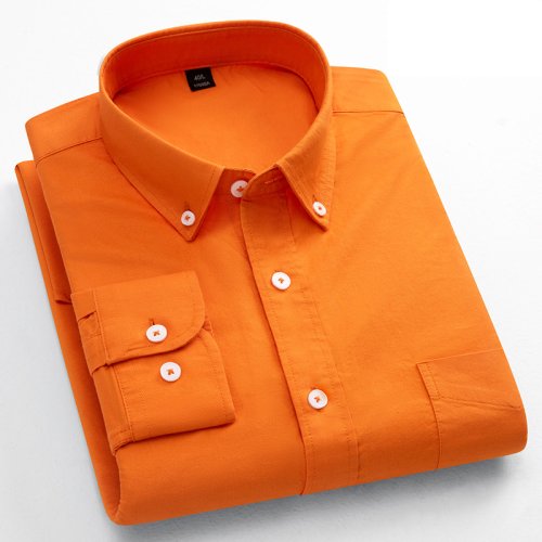 Afbeelding van Klassieke Slim Fit Overhemd van 100% Katoen met Lange Mouwen voor Heren – Zacht Oxford Design met Enkele Zak, Casual en Geschikt voor het Kantoor