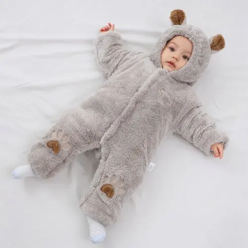 Image de Barboteuse Hiver Bébé 0-24 Mois - Body à Capuche & Oreilles