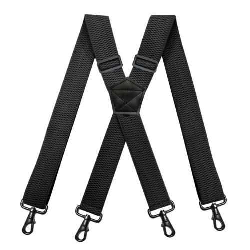 Image of Men's Heavy Duty Work Suspenders 3.5cm Wide X-Shape with 4 Swivel Snap Hooks Adjustable Elastic Biker Snowboard Trouser Braces