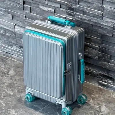 Image de Valise à Ouverture Frontale avec Roulettes Gelées & Support Téléphone