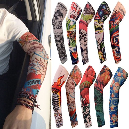 Immagine di New Flower Tattoo Arm Sleeves Seamless Outdoor Riding protezione solare manicotti protezione solare Uv scaldamuscoli per uomo donna