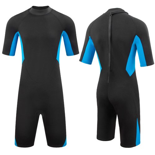 Immagine di Muta da Uomo in Neoprene 3mm Manica Corta One Piece con Cerniera Frontale e Posteriore – Ideale per Surf, Immersioni, Nuoto, Snorkeling e Kayak