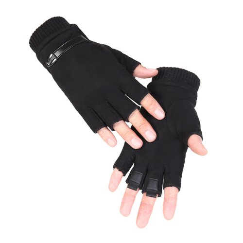 Immagine di Guanti da Fitness in Pelle con Mezze Dita - Stile Punk