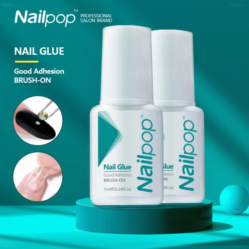 Imagen de Pegamento Adhesivo para Uñas Postizas con Purpurina y Cepillo – Kit de Manicura Acrílico para Diamantes de Imitación y Decoración de Uñas