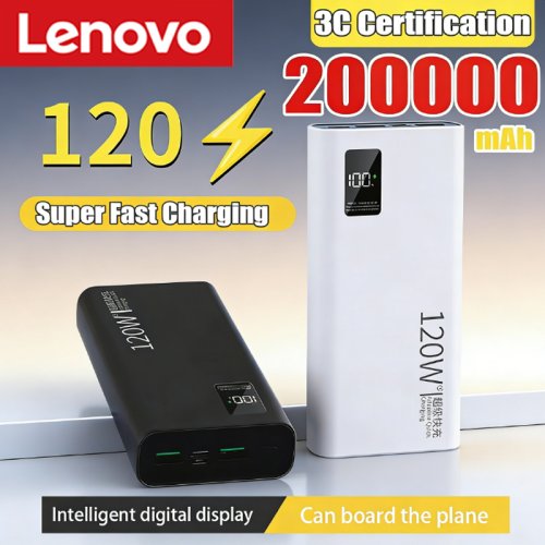 Afbeelding van Lenovo 120W Power Bank 500000mAh Hoge capaciteit Snel opladen Powerbank Draagbare batterijlader voor iPhone Samsung Xiaomi Hot