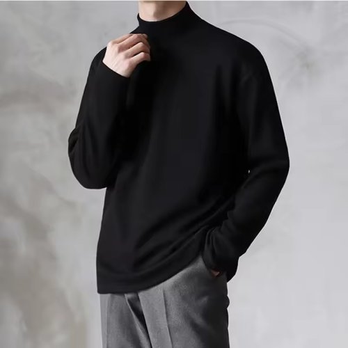 Afbeelding van Herensweater met Pluche Binnenzijde - Losse Pasvorm, Dubbelgevoerd, Warme Casual Trui voor Lente, Herfst en Winter