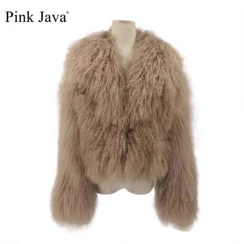 Imagen de PINK JAVA QC23050-2 nueva llegada chaquetas de piel de oveja de Mongolia real abrigo de piel de invierno para mujer venta al por mayor gran oferta
