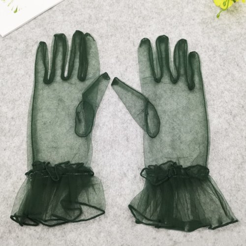Imagen de Guantes de encaje negro para mujer, guantes ultrafinos de tul, vestido de novia de boda, guantes de conducción transparentes, protector solar Vintage