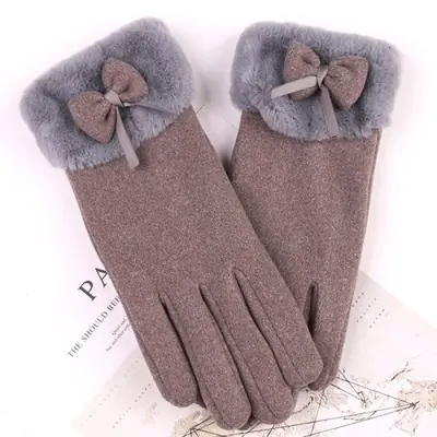 Image de Gants Hiver Mode avec Nœud Papillon - Chauffants & Écran Tactile