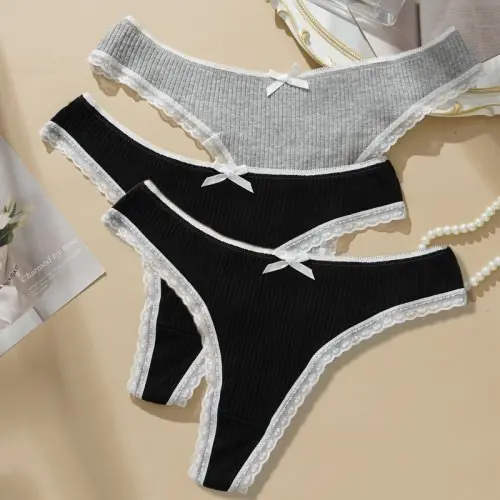 Image de Culottes Sexy en Dentelle - 3 Pièces Confortables & Élégantes