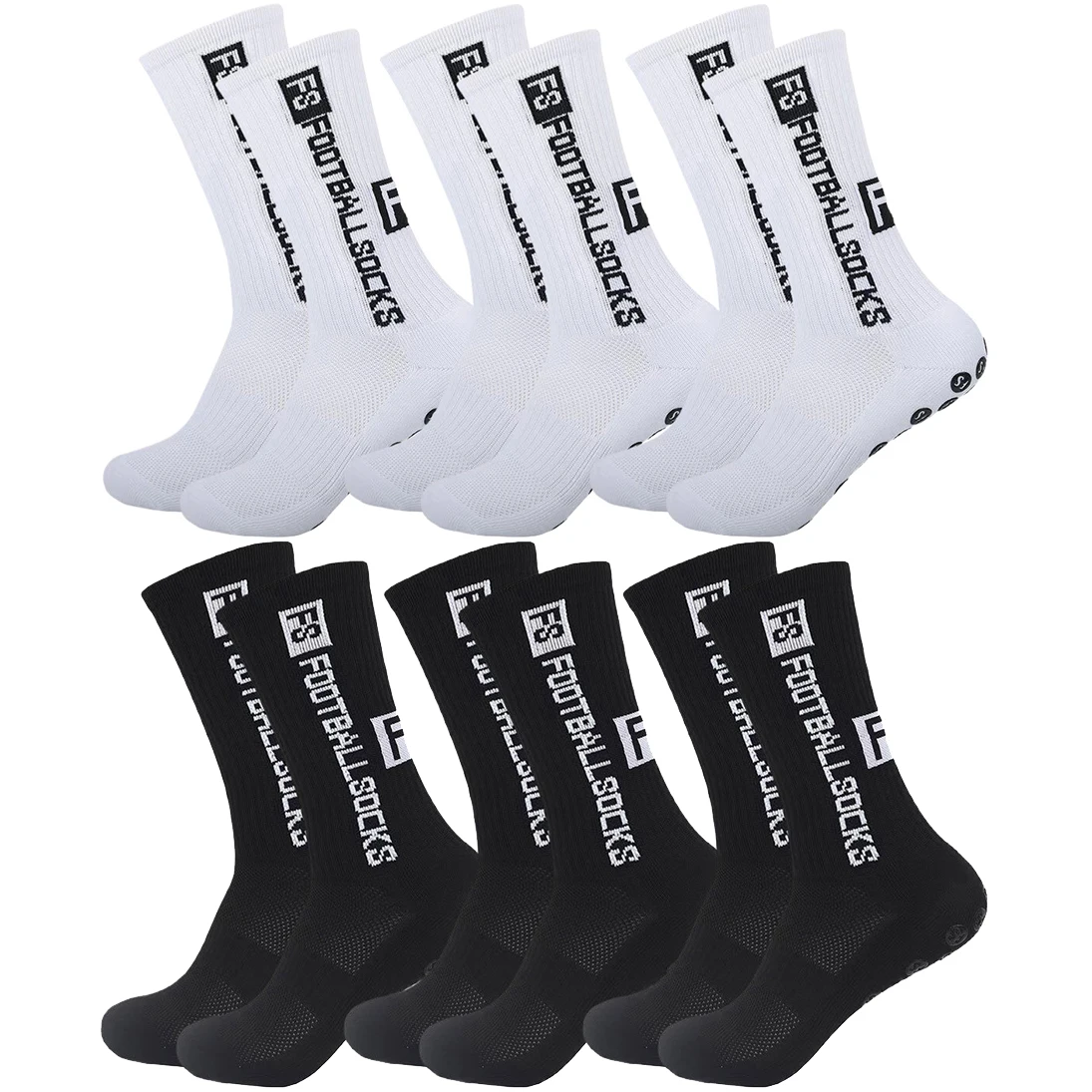 Image of 6-Pair Non-Slip Grip Socks for Men and Women – Performance Athletic Socks for Football, Basketball, Baseball, Rugby, Soccer, Cycling, Running, Hiking, Tennis, and Skateboarding