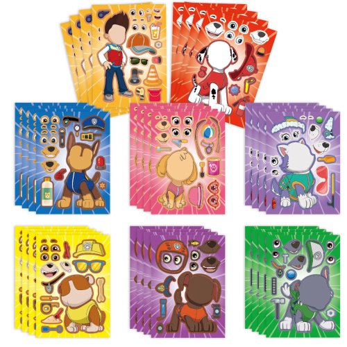 Image of Paw Patrol Chase Balloon Sticker Puzzle – Fun Assemble Cartoon Decal for Kids, Make-a-Face Jigsaw Activity Set, Ideal Children's Gift
