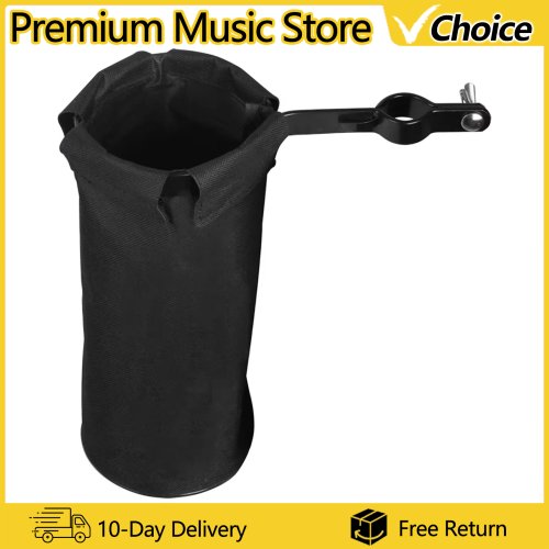 Imagen de Bolsa de Tubo para Baquetas con Soporte Cilíndrico Negro, Hecha de Tela Oxford y Clip de Metal, Accesorio Resistente para Instrumentos de Percusión