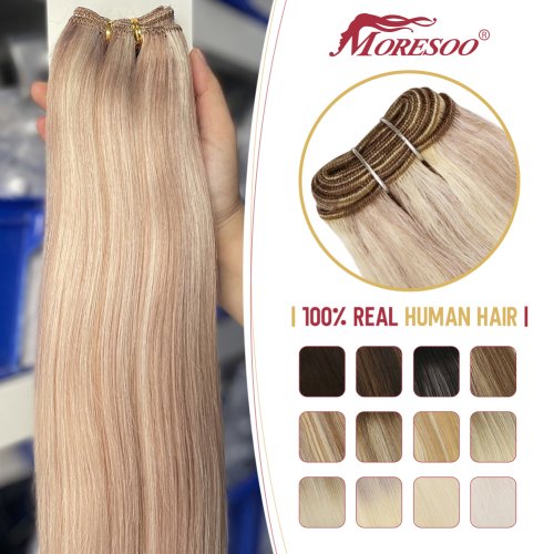 Image of Premium Soft Straight Remy Human Hair Wefts – 100g Double Weft Sew-In Bundles for Natural Look & Seamless Blend