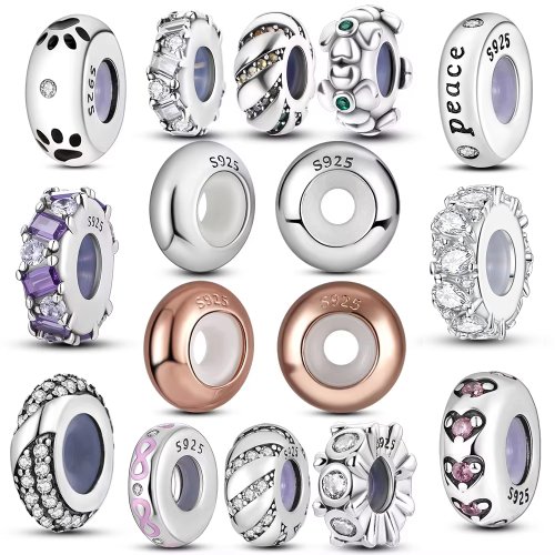 Afbeelding van 925 Sterling Zilveren Siliconen Spacer Stopper Clip Charms met Chamilia Kralen - Perfecte Pasvorm voor Originele Kettingen en Armbanden, DIY Sieraden Set als Geschenk voor Vrouwen