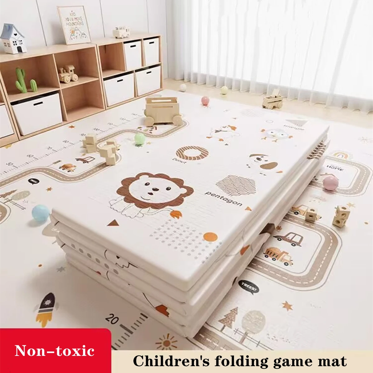 Afbeelding van Opvouwbare Educatieve Baby Speelkleed van Veilig, Niet-Giftig Materiaal – Ideaal als Kindertapijt voor Spelletjes, Klimmat en Activiteiten in de Kinderkamer (180x100 cm)