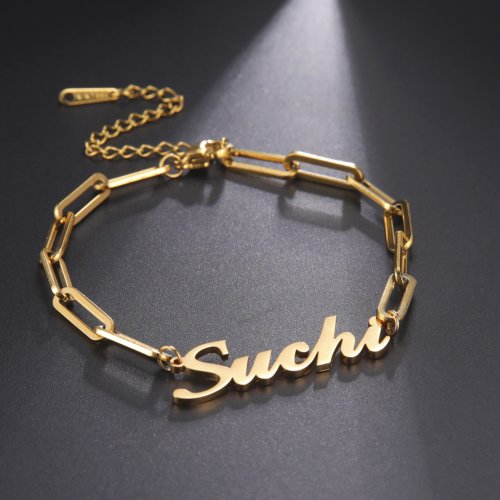 Imagen de Sipuris pulsera con nombre personalizado, pulsera con letras de cadena Rectangular de acero inoxidable personalizada, joyería única, regalos familiares, nuevo