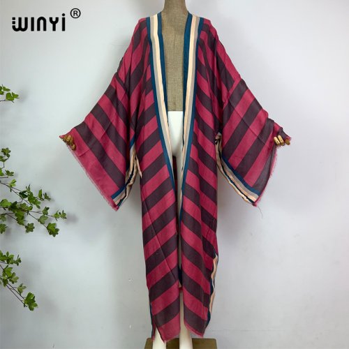 Immagine di WINYI kimono Africa estate boho Stampa a righe costumi da bagno da spiaggia Cardigan elegante sexy H...