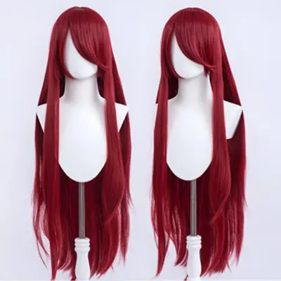 Image de Perruque Rouge Uzumaki Kushina - 100 cm, Synthétique, Frange Complète