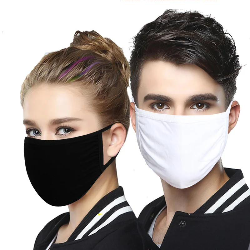 Afbeelding van Natuurlijk & Duurzaam: 10x Wasbare 3-laags Katoenen Mondmaskers in Zwart-Wit voor Volwassenen – Anti-Stofvervuiling met Elastische Oorhaakjes