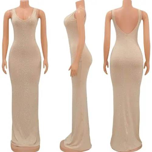 Image de Robe Maxi Strass Élégante Dos Nu