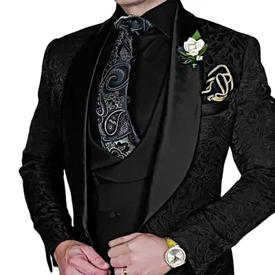 Image de Smoking Homme 3 Pièces Jacquard - Élégant & Sur Mesure