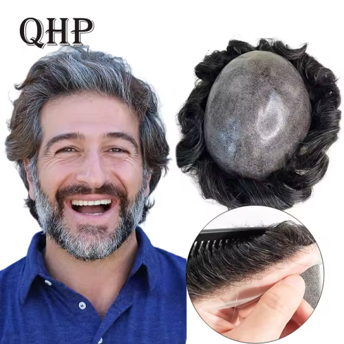 Immagine di Vendita calda Parrucchino Parrucche Capelli Umani Per Gli Uomini 0.12-0.14mm Pelle Protesi Dei Capelli Uomo 6 "Protessi Capillare da Uomo Morbido Sistema di Capelli da Uomo