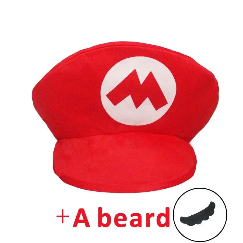 Zdjęcie Super Mario czerwona zielona czapka białe rękawiczki Cosplay czapki z motywem kreskówkowym z wąsami ...