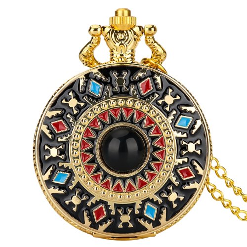 Afbeelding van Relief Art Amerikaanse Zuidwesten Cross Totem Ontwerp Quartz Horloge Ketting Hanger Steampunk Fob Ketting Klok Met Kompas