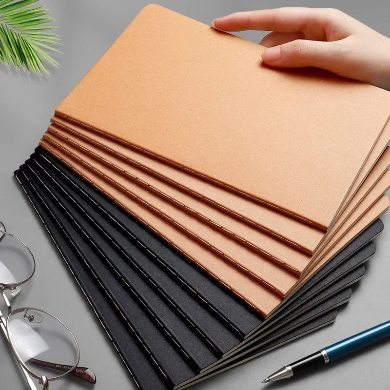 Immagine di Quaderno A5 con Copertina Kraft Vintage, Diario Vuoto a Griglia, Planner Elegante per Studenti e Ufficio – Forniture Scolastiche e da Scrivania