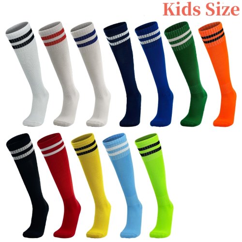 Image of Children Kids Soccer Socks Sports Non Slip Long Tube Football Stocking Basketball Breathable Knee Over Stripe Boy Girl Socks